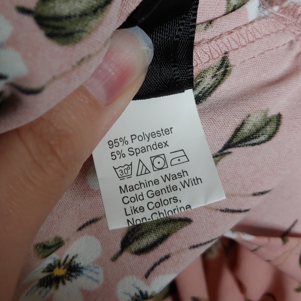 Shein Women's Spring Pink Ruffled Short Sleeve Tiered Floral Blouse Size Large - Picture 15 of 15